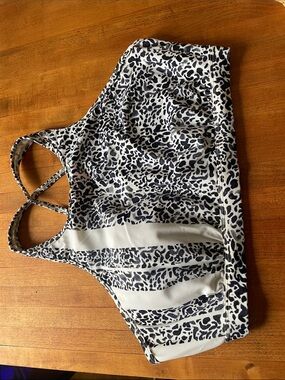 Athleta Black and White Leopard Print Sports Bra